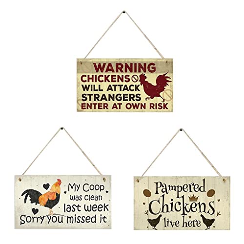 IOIUSKKU 3 X (Multi) Hühnerstall Schild Vintage Vintage Hängeteller Gartenschilder Nr.3 – Bild 7