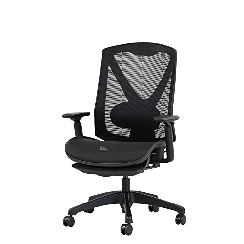 LOOKIT ワークチェア ヘッドレストなし フットレスト メッシュ ブラック DF-1