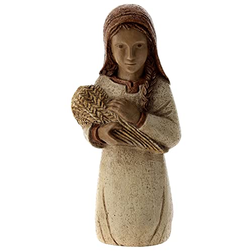 Shepherdess with Spikes and Child for Rural Nativity Scene Ochre