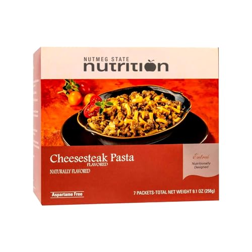 Nutmeg State Nutrition – High Protein Entree, Low Calorie, Low Carb, Bariatric Diet Friendly, Ideal Protein Compatible, 7 Servings Per Box (Cheesesteak Pasta)