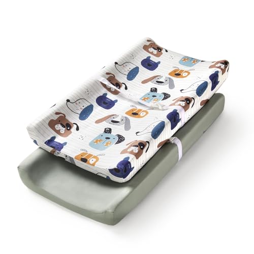 Image of Changing Pad Cover Set in Soft Jersey Material - Fits 32 inch /34''x16 Contoured Pad for Babies, Puppy Land