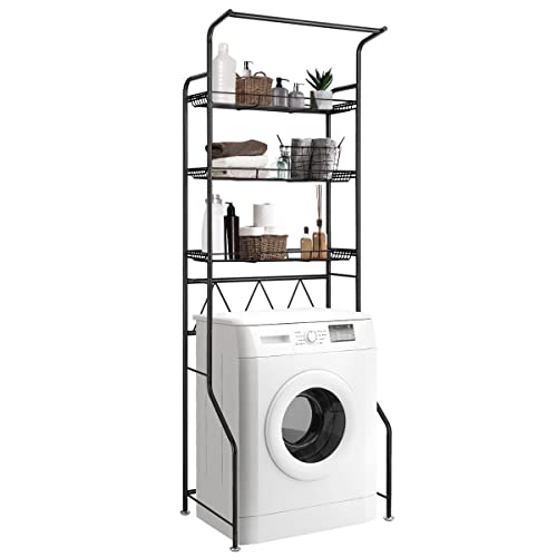 3-Tier Over Toilet Washing Machine Shelf Steel Freestanding Bathroom Rack Laundry Shelf Storage Organizer