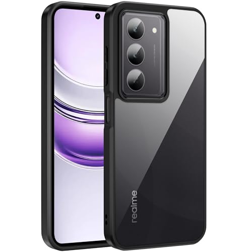 Image of A rtistque Clear Hard Armor Transparent Cover Case for Realme 14x 5G / P3x 5G / Narzo 80x 5G | Anti-Drop Shockproof | TPU Edge | Stylish Design | Realme 14x Mobile Cover - Black