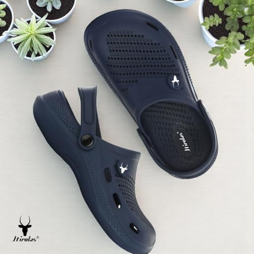 Image of Hirolas Men's Fluffy Black Eva Cushioned Strap Clogs