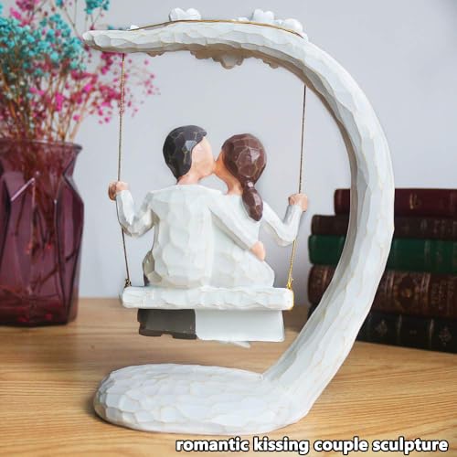 jinhuoba Romantic Gifts Couple Figurines in Love, Big Size Hand Painted Sweet Loving Together Couple Sculpture Statue to Remember Beautiful Moment, Best Gifts for Valentine's Day Anniversary Weddings - Image 6