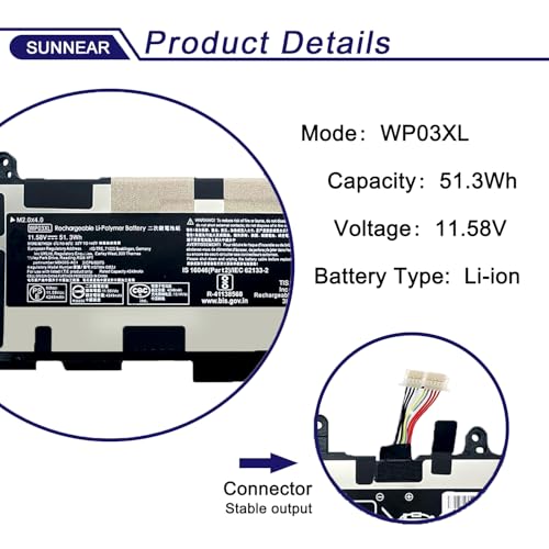 Image of WP03XL M73466-005 Laptop Battery Replacement for HP EliteBook 830 835 840 845 860 865 G9 835 840 845 860 865 G10 EliteBook x360 1040 G9 G10 Series M64305-421 HSTNN-LB8W HSTNN-OB2J 51.3Wh