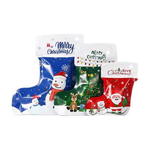 Adam Victor Christmas Gift Bags- Ziplock Stockings Bags, Assorted Sizes/Creative Candy Bag, Party Favor& Goody Bags(Pack of 36) Cover