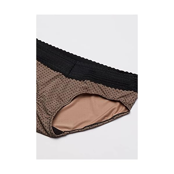 Warners-Womens-Blissful-Benefits-No-Muffin-Top-3-Pack-Hipster-Panties Warner's Women's Blissful Benefits No Muffin 3 Pack Hipster Panties, Black/Toasted Almond/lace dot Print, L
