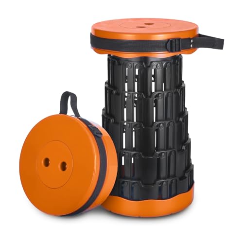 BEYOURCHOI 折りたたみ椅子 折り畳み椅子 折りたたみ椅子 折り畳み椅子 軽量 コンパクト アウトド キャンプ アチェア 5段階高さ調節 持ち運び 一秒開閉可能 伸縮式スツール 防水 (橙)