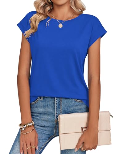 Image of Zeagoo Womens Tops Summer Casual Cap Sleeve Tshirts Shirts Business Dressy Spring Fashion Outfits Trendy Clothes