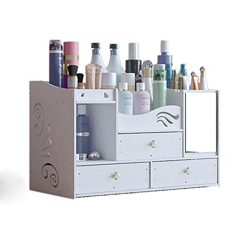 Preisvergleich Produktbild HFDXG Kosmetische Organisatoren Mehrschichtige Makeup Box Fach-Art kosmetischer Aufbewahrungsbehälter mit Spiegel Desktop-Großvolumige (Color : White, Size : One Size)