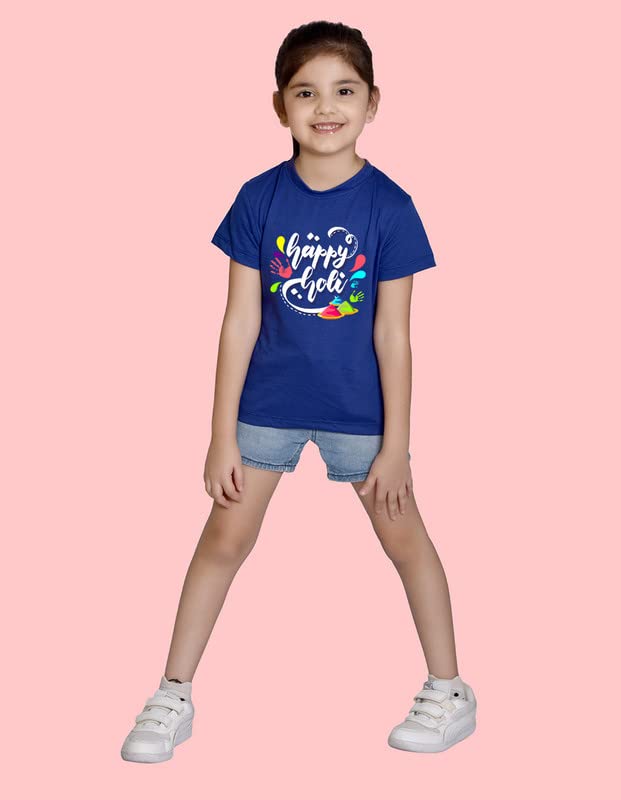 Image of Nusyl Girls Half Sleeves T-Shirt for Kids | Cute Printed Casual Wear | Soft Cotton Blend | Comfortable Regular Fit | 2-16 Years | Multiple Colors & Pack Options