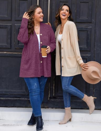 Image of MONNURO Plus Size Cardigan for Women Lightweight Open Front with Pockets