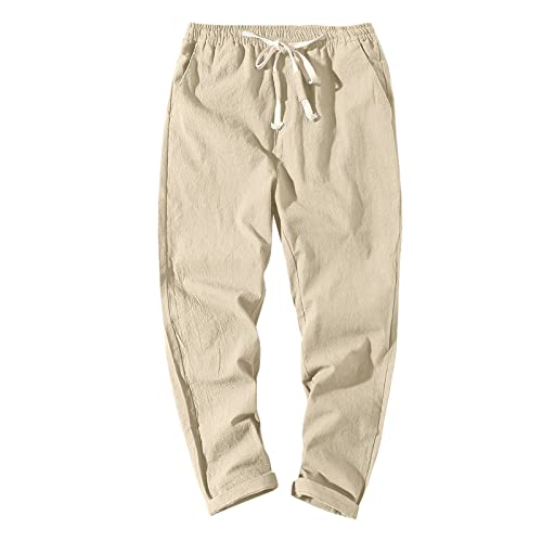 Pantalones deportivos para hombre con cordón elástico en la cintura para trabajo, trabajo y utilidad, pantalones de entrenamiento, pantalones de chándal de color sólido, rectos, relajados, para