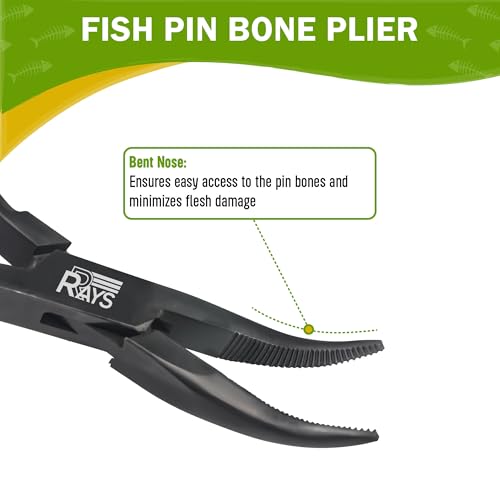 Fish Bone Pliers/Tweezers – Ergonomic Non-Slip Grip, Food-Grade Stainless Steel Deboner | Pin Bone Remover for Salmon, Trout & All Fish