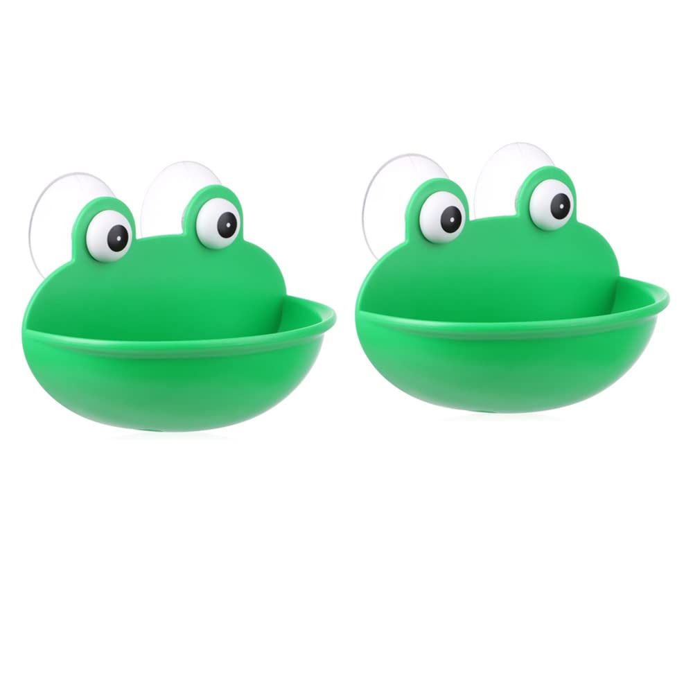 Andy's Orchids 2pcs Cute Frog Soap Holder, Sucker Wall Hanging Soap Dish, Bathroom Drain Soap Box, Self-Adhesive Draining Soap Holder