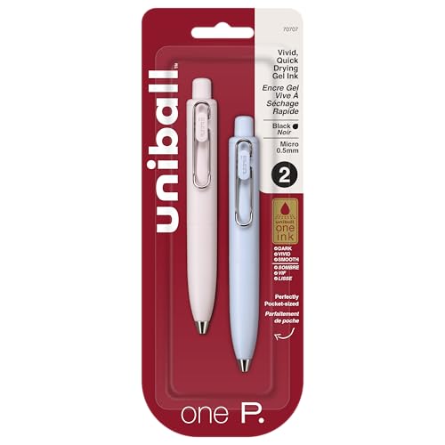 Image of uni one P Retractable Gel Pens, Micro Point (0.5mm), Peach, Soda, Black, 2 Pack