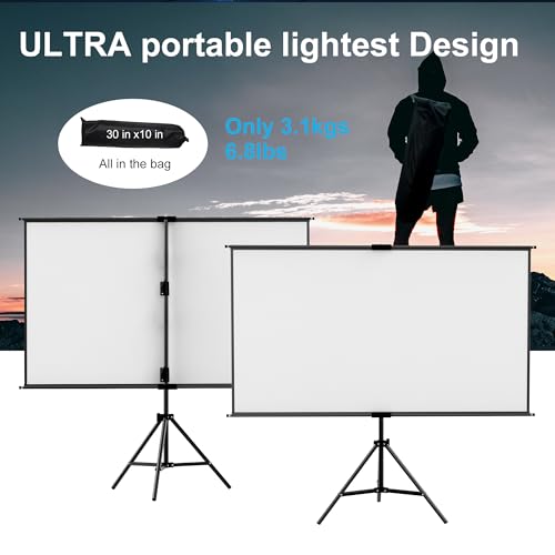 Pantalla de proyector portátil de 60 pulgadas con soporte trípode para interior 6