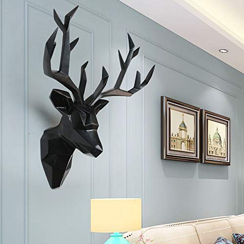 JXLAMP Tête De Cerf Sculpture Murale, Décoration Murale Tête d'animal, Résine, Décoration 3D...