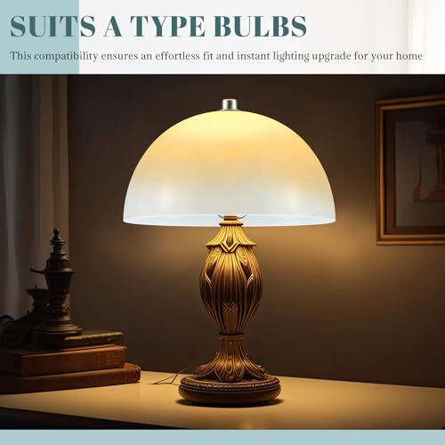 Image of Marsui 4 Pcs Clip on Dome Lamp Shade for A-type Bulb, 7 5 /8 inch Diameter x 4 1 /10 inch Height Ceiling Shade, Soft Glow Easy Clean Light Cover for Basement Hallway (Classic,Silver Clip)