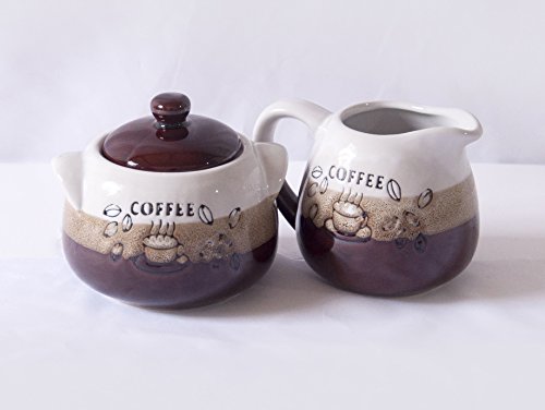 Sanjee Ceramic Cloud&beach Ceramic Tea Set 15-piece White and Brown ,Coffee Bean Pattern,set of 6,606B2-D(set)