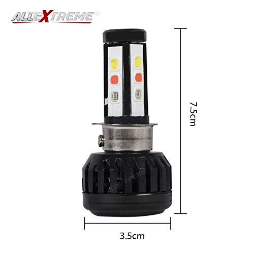 Image of AllExtreme EX9Y4A1 3 Side LED Headlight Bulb with Cooling Fan and Canbus Head lamp Conversion Kit for Bike Car SUV and Motorcycles (40W, White Blue and Red)