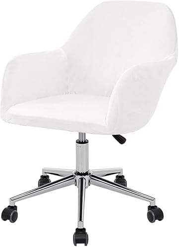 ITFRO Juego de 2 fundas blancas para silla de oficina, fundas de terciopelo para sillón con respaldo curvado, funda para silla de escritorio,