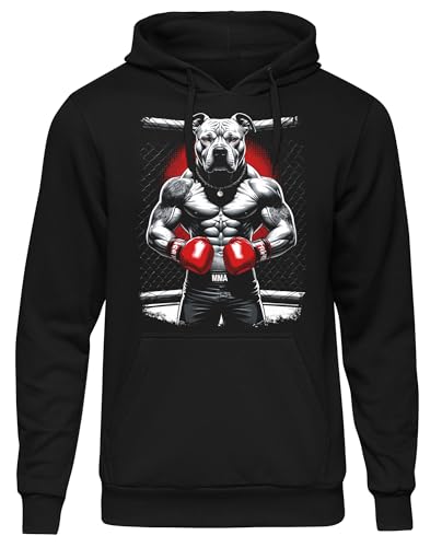 Boxing Bully Kapuzenpullover | Pullover Hoodie für Männer mit Boxmotiv – Kampfsport Streetwear – Trainings Sweatshirt mit Druck | Schwarz (L)