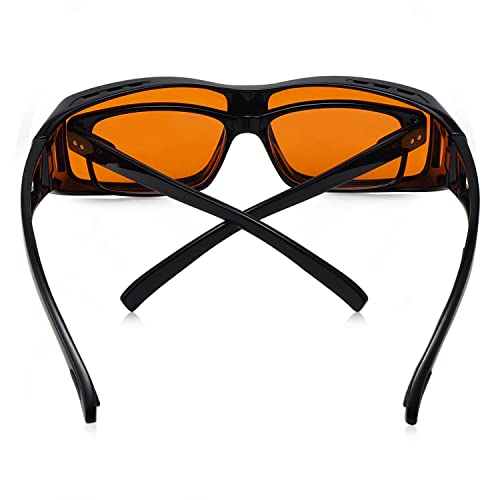 Image of Eyekepper 100% Blue Light Reduction,Fitover Anti-Blue Blocking Computer Glasses Amber Lenses Black