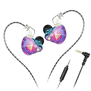 Wired Gaming Earbuds,QKZ AK6 PRO in Ear Monitors, Deep Bass Sound Wired Earbuds, HiFi in Ear Headphones with New 1DD 10mm Dynamic Driver, IEM for Music Gaming Video Calling (Purple)