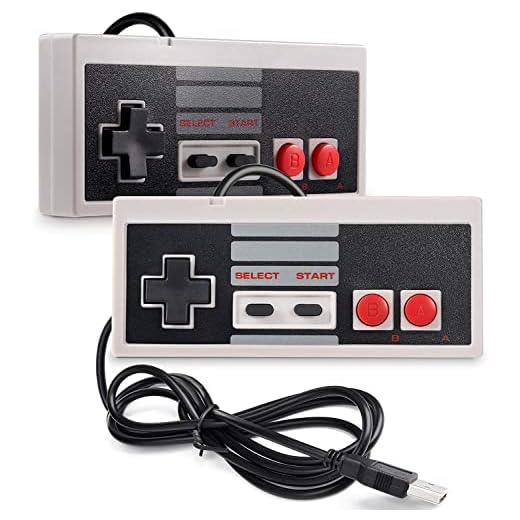 AUKS Gaming Classic NES Style USB Controller for PC, PC USB Controller Retro Gamepad Joystick Raspberry Pi Gamepad Controller for Windows PC Mac Linux RetroPie NES Emulators 2 Pack Bundle