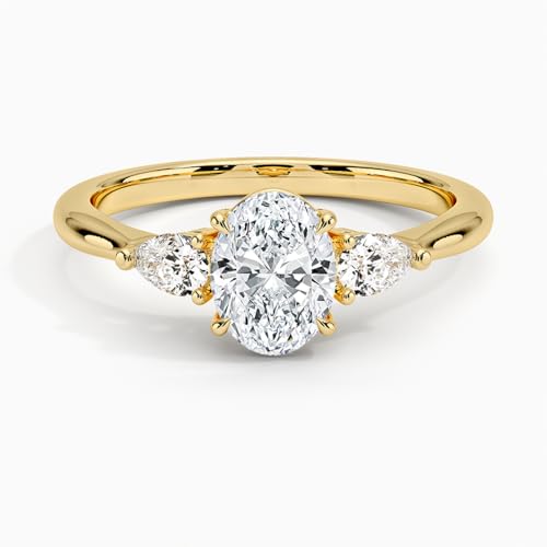 1 Ct-3 Ct Moissanite Engagement Ring Colorless VVS1 10K 14K 18K Solid Gold & 925 Sterling Silver Pear Cut Three Stone Anniversary Wedding Bridal Ring Gift for Women4