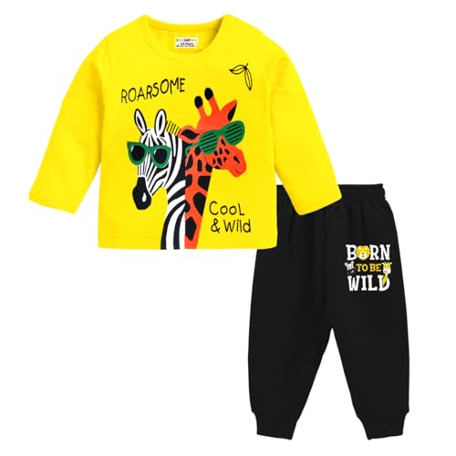 Image of Kuchipoo Kids Regular Fit Cotton T-Shirts and Pyjamas Set