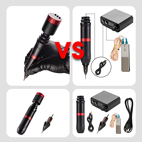 Tattoo Kit - Kiss Of Dragon Complete Tattoo Kit Rotary Tattoo Gun With Cordless Tattoo Power Supply 20Pcs Tattoo Cartridge Needles For Beginners And Artists #TOP6