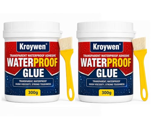 Image of KROYWEN Transparent Waterproof Glue for Leakage, Epoxy Resin for Flooring, Crack Seal Agent Waterproofing for Roof Leakage Solution Indoor Outdoor Waterproof Adhesive, Leakage Solution (600GM Glue)