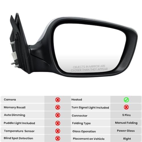 Rétroviseur droit pour Hyundai Elantra 2014-2016 version US - 5