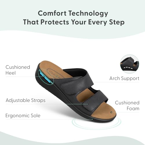 Orthofeet Women's Orthopedic Cruz Wedge Slide Sandals3