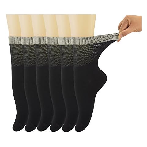 Yomandamor 6 Pairs Ladies Bamboo Diabetic Crew Socks Seamless Soft top Socks,Size 3-8 UK Cover
