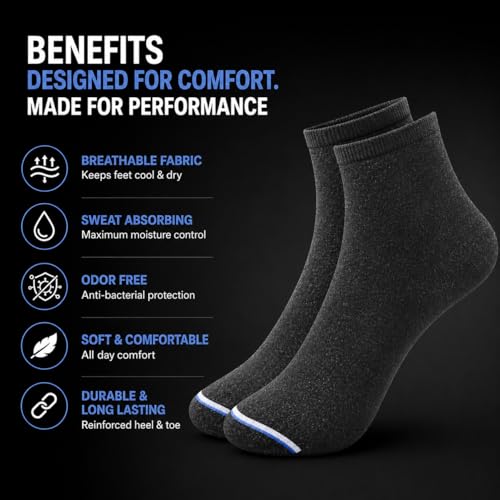 Image of MCAVOY ROME Ankle Length Cotton Socks Men & Women for Sports Unisex Multicolor Socks Ideal for Gym, Casual Wear & Running Odor Free,