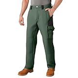 Pantalones de trabajo aislados con forro polar para hombre, cálidos pantalones cargo de invierno con rodillas reforzadas para nieve, esquí, clima frío, trabajos al aire libre, verde, M
