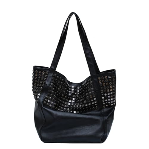 Bolso tote grande tachonado para mujer piel vegana miniatura 1