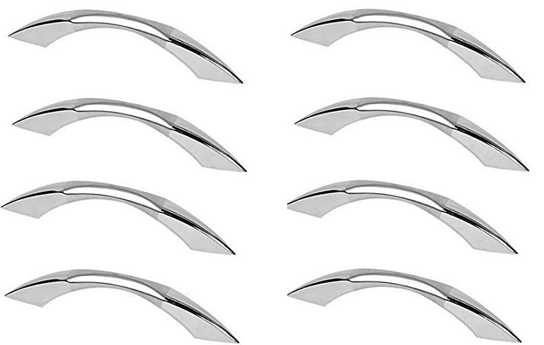 SANJARI 6 Inch Chrome Finish Stainless Steel Door/Cabinet/Drawer Handles Pack of 8