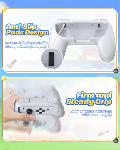 Image of FYOUNG Hand Grips Compatible with Switch Controllers, Grip for Switch Joy Con - White (2 Packs)