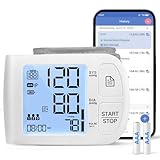 Blood Pressure Monitor Bluetooth Compatible for iOS & Android BP Machine 199x2 Readings Wrist Cuff 5.31-8.46 inch Voice Broadcast Batteries Included with Carrying Case, White