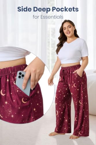 Image of FLYCURVY Plus Size Women Pajama Pants with Pocket L-5XL