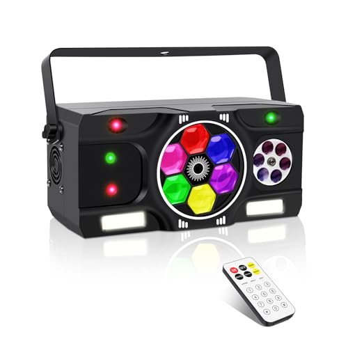 Telbum DJ Lights, 80W 6IN1 LED Disco Party Lights DMX & Remote Control, RGBW Bee-Eye Effect - Multi Patterns - White Strobe Effect, Sound Activated Stage Light for Wedding Dance Gig Bar Lighting