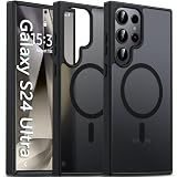 Oterkin Magnetic for Samsung Galaxy S24 Ultra Case Matte, S24 Ultra Phone Case Compatible with MagSafe Frosted Translucent Shockproof Anti-Scratch Slim Fit Case Military Grade Protection (Black)