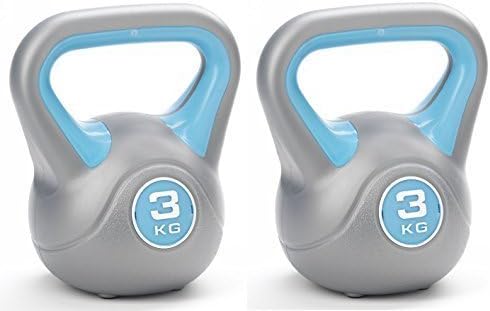 Vinyl Kettlebell 2x 3kg, kettle bells 3kg Pair