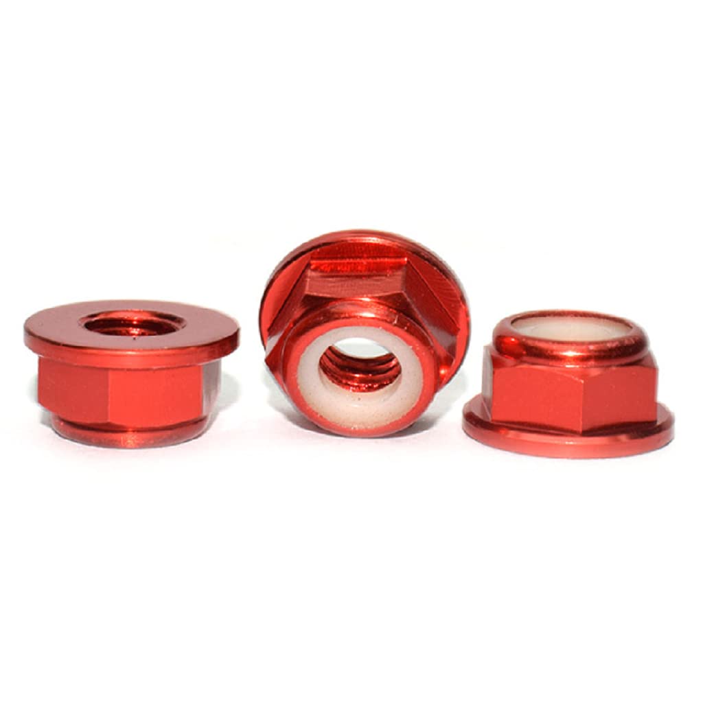 20pcs M4 Nuts Flanged Nylon Lock Nut Nylock Self-Lock Aluminum Nuts (Red)