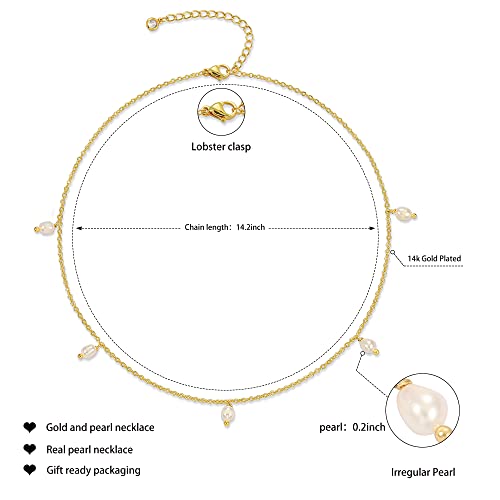 Necocy Pearl Choker Necklace For Women Dainty Gold Plated Pearl Chain Necklace For Women Simple Pearls Pendant Necklaces For Teen Girls Hypoallergenic Necklace Jewelry Gift Accessories For Friend #TOP3